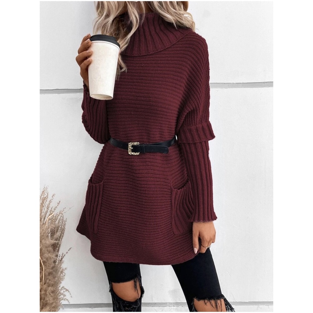 #43 Cozy Cable Knit Pocket Oversized Sweater Top - Picture 5 of 10